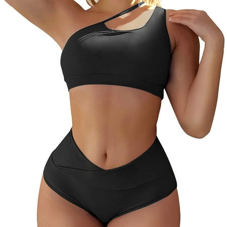 Yanyanz Bestselling Swimsuit  Women s Summer Bikini Sets Sleeveless Backless Padded Bra + Waist Thong Swimwear Beachwear  Bathing Suit for Women  Modest Swimsuits for Women  Black S
