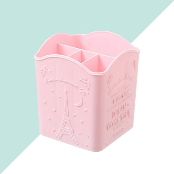 HINTRMENT 1Pack Pink Plastic Cube Storage Box for Office Stationery Storage Desk Organizers 8.3x3.4x4In