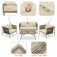 thumbnail image 4 of Churanty 4 Piece Patio Furniture Outdoor Rope Sofa Set, All Weather Double Rope Conversation Set with Loveseat and 2 Chairs & Coffee Table for Backyard Porch Garden, Beige, 4 of 13