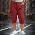 thumbnail image 4 of Frostluinai Plus Size Chino Capri Pants for Women High Waist Cargo Bermuda Shorts Solid Casual Baggy Outdoor Jogger Pantalon Cargo Mujer with Pocket, 4 of 8