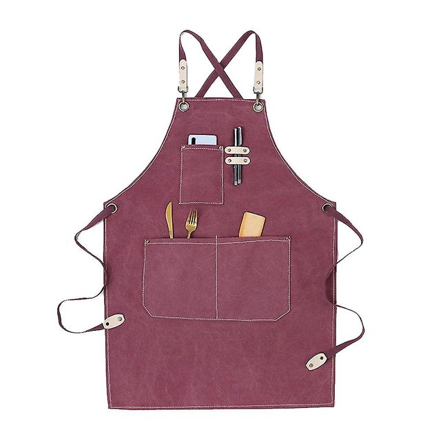 Delantal de trabajo de utilidad Delantal de lona Delantal de herramienta de taller con correas ajustables para peluquero, cocina, jardinero LingWen 8390612783401