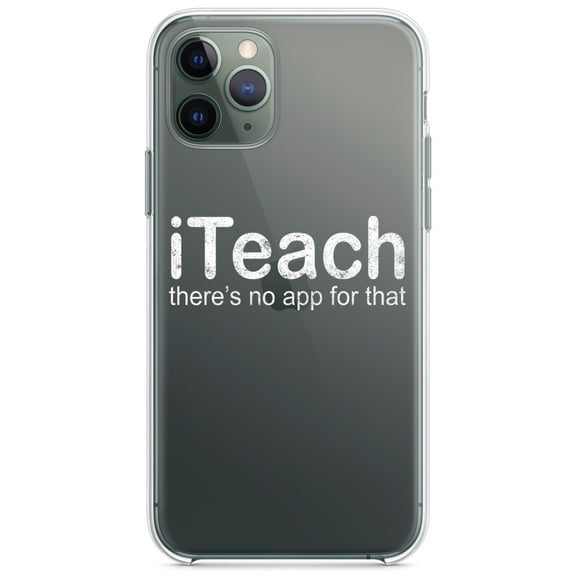 DistinctInk Clear Shockproof Hybrid Case for iPhone 13 PRO (6.1" Screen) - TPU Bumper Acrylic Back Tempered Glass Screen Protector - iTeach There's No App for That