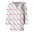 thumbnail image 4 of CYMMPU Blouses for Women Dressy Casual V Neck Loose Fit Tunic Tops Summer Fashion Shirts Flower Printed Spring Tops 3/4 Sleeve Business Elegant Work Topss Multicolor S, 4 of 5