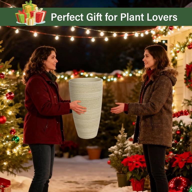 QCQHDU Large Plastic Planter, 21-Inch Oat, 2-Pack photo 7