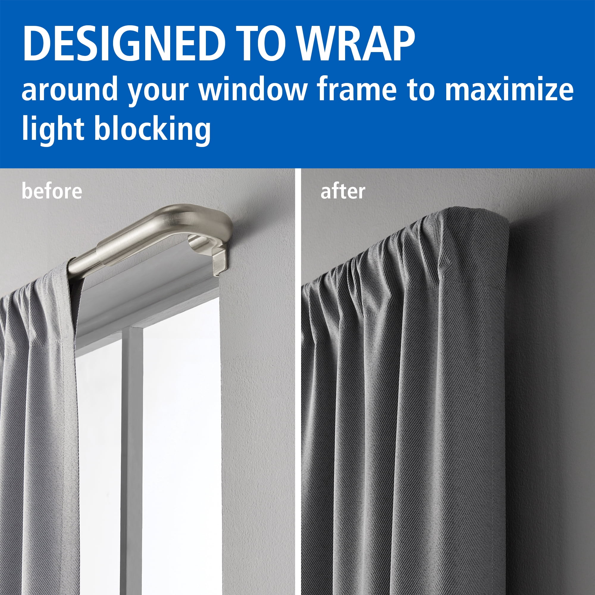 Mainstays Nickel Wrap Around Tension Curtain Rod, No-Drill Installation, 48-84 in
