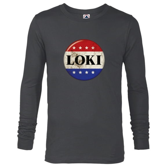 Marvel Loki President Loki Button - Long Sleeve T-Shirt for Men - Customized-Charcoal Heather