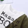 thumbnail image 4 of Baby Boys Clothes Baby Boys 2PCS Outfits 18-24 Months Boys Letter Print Short Sleeve Round Neckline Top Ripped Shorts Set Army Green, 4 of 7