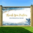 thumbnail image 6 of 7x5ft Pastor Appreciation Day Backdrop Thank You Banner Blue and Gold Watercolor Background for Church Events and Photo Booth, 6 of 6
