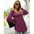 thumbnail image 6 of ZHENWEI Women's Casual Lantern Long Sleeve Tunic Tops V-Neck Pleated Flare Blouse T-Shirts, 6 of 8