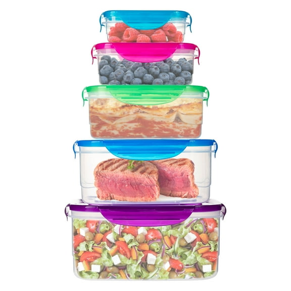 Imperial Home 10 Pc Rectangular Plastic Container Set - Multi-color