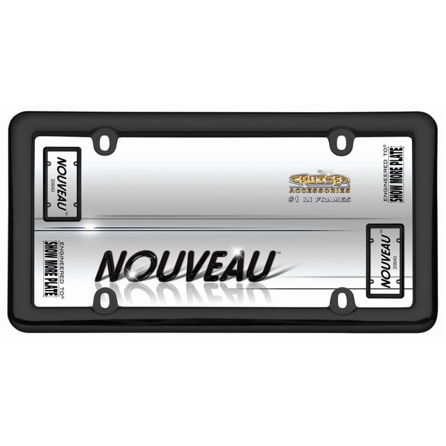 Cruiser License Plate Frame 20640 Nouveau; Without Design; Black; Plastic
