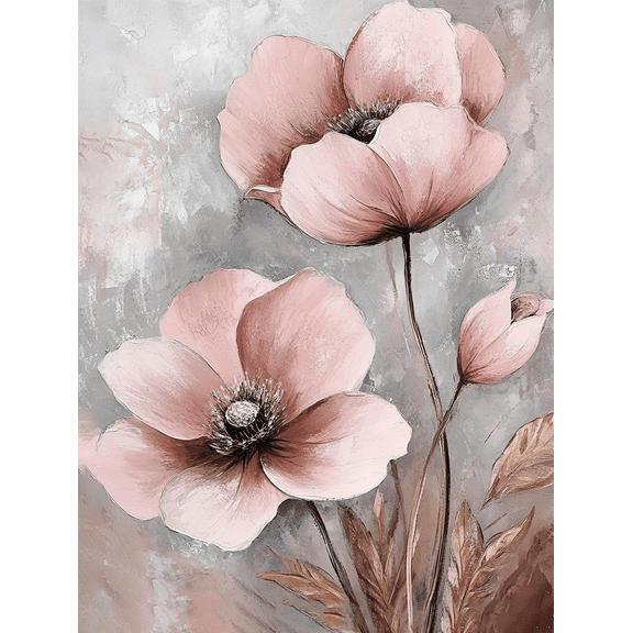 Blush Pink Poppy Flower Canvas Wall Art, Perfect for Living Room, Bedroom, Dining Room, Office, and Hallway Decoration.