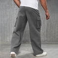 thumbnail image 4 of Uwinwear Men's Baggy Cargo Pants Elastic Drawstring Cargo Pants Casual Loose Fit Joggers Hiking Long Pants with Pockets,Dark Gray,M, 4 of 5