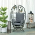 thumbnail image 5 of Demifill Handwoven All-Weather PE Rattan Wicker Egg Chair with Steel Frame, 360 Rotating Boho Basket Seat with Cushion and Pillows for Balcony, Yard, Garden, Gray, 5 of 13