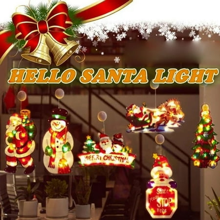 

Travelwant Christmas Lighted Window Decorations Christmas Lights Santa Claus Lights with Suction Cup Battery Powered Novelty Hanging Lights Window Lights for Christmas Tree Party Room
