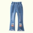 thumbnail image 4 of SDNall Kids Girls Bell Bottom Jeans Lace Hem Flare Denim Pants Fashion Cute Sweet Boe Flared Pants Trousers Jeans Pants 9-10Years, 4 of 9