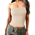 thumbnail image 3 of LANGWYQU Strapless Women Pure Color Slim Cami Shirt Tank Tops, 3 of 5
