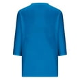 thumbnail image 5 of tklpehg Fall Shirts for Women 2025 V-Neck Mid-length Tops Leisure 3/4 Sleeve Tops Going Out Tops Fall Clothes Comfortable Solid Color Womens Clothes Blouses Pullover Blue M, 5 of 5