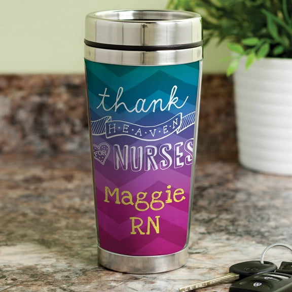 Personalized Thank Heaven For Nurses Travel Mug