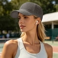 thumbnail image 5 of Knit Mesh Baseball Cap for Women Summer Yarn Trucker Hats Breathable Adjustable Foldable Sun Hat for Travel, 5 of 9