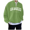 thumbnail image 4 of Men Sweatshirts Quarter Zip Letter Print Solid Color Casual Loose Fit Crew Neck Shirts Comfoty Soft Long Sleeve Y2K Outfits Spring Fall Pullover Tops GN1 L, 4 of 5