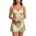 thumbnail image 6 of Frostluinai Women Lingerie Satin Nightgown Silk Chemise Mini Slips V Neck Negligee Sleepwear with Adjustable Straps Nightwear, 6 of 8