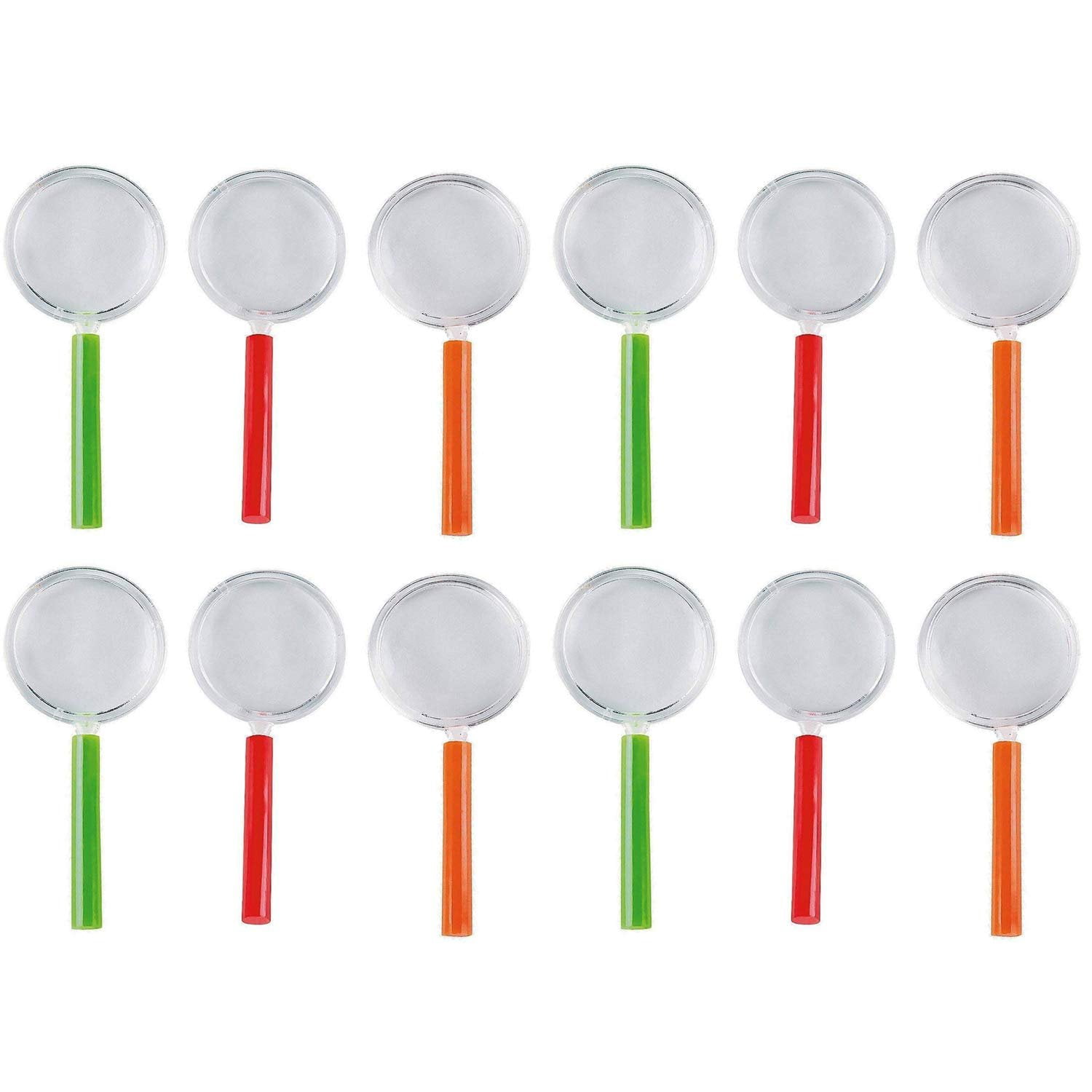 Plastic Magnifying Glass Pack Of 12 4.25 Inches Assorted Colors