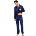thumbnail image 5 of Keevoom Men's Silk Pajama Set Casual Long Sleeve Satin Pajamas Sleepwear, 5 of 6