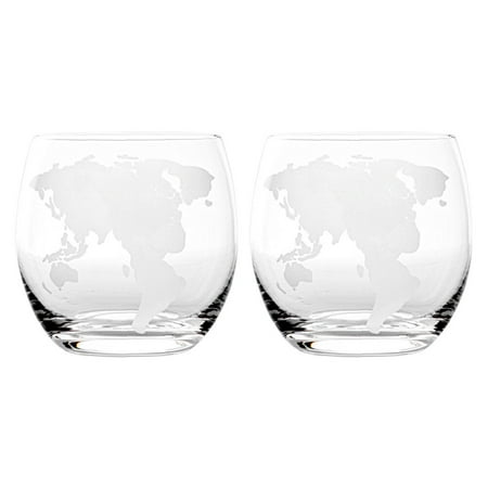 

2Pcs Transparent Glass Cup Map Printing Glasses Beverage Drinking Cups