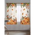 thumbnail image 5 of Thanksgiving Sheer Curtains 72 inches Long, Orange Pumpkin Fall Mushroom Leaf Vintage Linen Light Filtering Sheer Window Curtains Rod Pocket Voile Drapes for Bedroom Living Room, 52"W x 72"L 2 Panels, 5 of 7