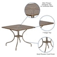 thumbnail image 3 of Bowery Hill 28" Square Steel Flower Print Patio Dining Table in Gold, 3 of 7