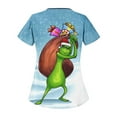 Christmas Scrub Tops for Women 2024 YuCheng Grinch Printed Slope Collar