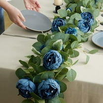 Pidgey Artificial Garland Plant, 70.8" Faux Blue Peony Durable Vines Hanging Leaves Greenery Garland Made By Plastic Bedroom Aesthetic Decor For Indoor Outdoor Home Garden Wall Wedding