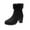 Black, variant on Luxalzxs Women's Winter Round Toe Chunky Heel Side Zipper High Heel Fleece Lined Black Ankle Boots