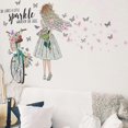 thumbnail image 3 of UBIUODIY Hada Niña Bicicleta Pegatinas de Pared Flores Mariposas Calcomanías de Pared Extraíbles Brillante Niña Vinilo Arte de Pared para Niñas Bebé UBIU Oursery Dormitorio Li, 3 of 5