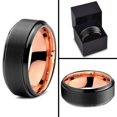 thumbnail image 4 of P. Manoukian Tungsten Wedding Band Ring 8mm for Men Women Black & 18K Rose Gold Plated Beveled Brushed Polished Lifetime Guarantee Size 9, 4 of 4