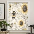 thumbnail image 4 of Sunflowers Bees Semi Sheer Curtains Drapes for Living Room, Bedroom, French Doors Window 54 Inches Long, Summer Vintage Flowers Leaf Plant Rod Pocket Chiffon Curtain Drapery Voile Draperies Panel, 4 of 6