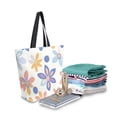 thumbnail image 2 of FORMRS Womens Canvas Tote Bag with Zipper Inner Pocket Shoulder Handbag, Blue Retro Flower, 2 of 7