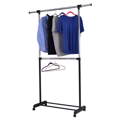 Zimtown Ajustble Portable Rolling Clothes Rack Single Hanging Garment ...