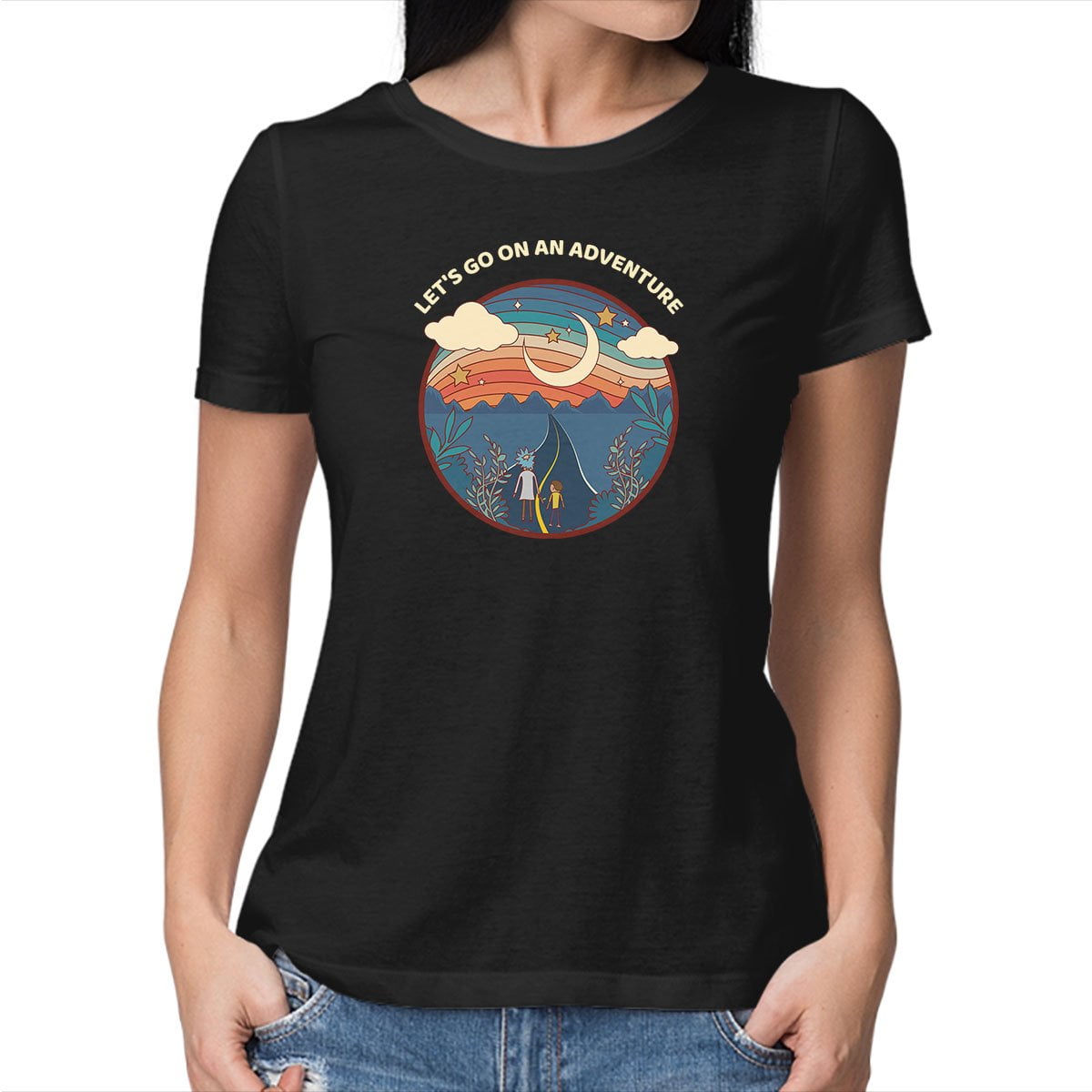 Teefury Teefury Women S Graphic T Shirt Let S Go On An Adventure Tv Show Space Black Extra Large Walmart Com Walmart Com