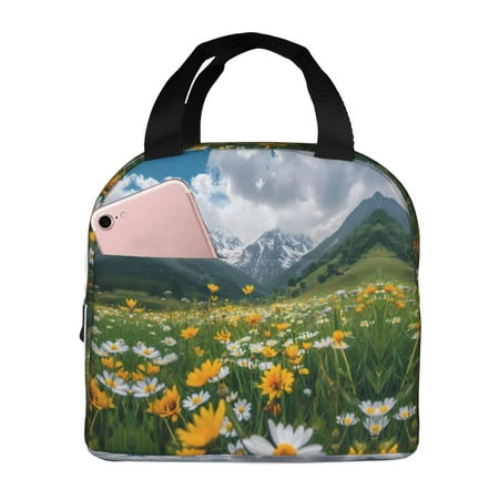 Insulated Lunch Bag for Women Men - Mountain Daisy Meadow Leakproof Cooler Lunch Box for Women Men  Lunch Tote Bags for Work School Picnic Travel