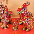 thumbnail image 3 of Biplut Bunny Plush Doll Chinese Style Colorful Prints Cute Bunny Doll Plushies Ornament PP Cotton Stuffed Animal 2023 Year Rabbit Doll Plush Toy New Year Gift, 3 of 13