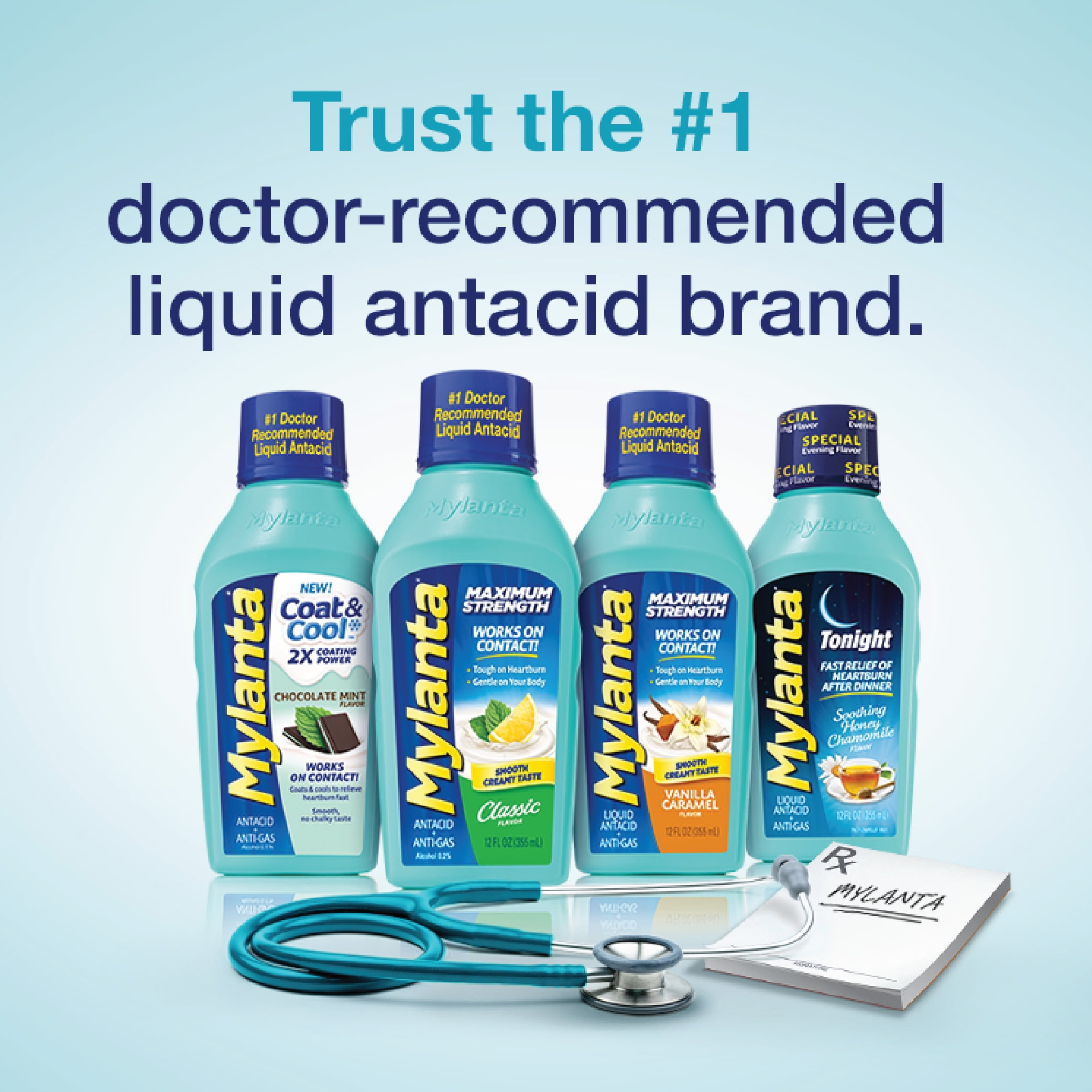 Mylanta Maximum Strength Liquid Antacid + Anti-Gas, Vanilla Caramel, 12 fl oz (355 ml)