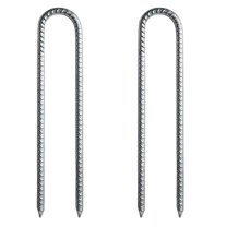 LOLIPPYY 2-Pack U-Shaped Tent Stakes for Garden Swings, Trampoline Pegs, and Camping Use