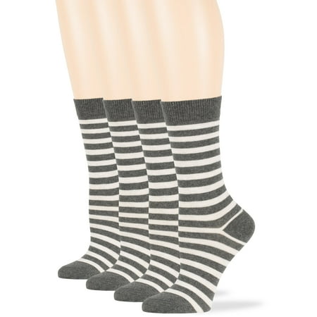 

Women Cotton Striped Crew Socks Dark Grey Medium 9-11 4 Pack