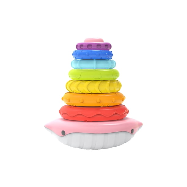 Juguetes Apilables Para Bebés Juguetes Montessori Anillos de pila de material no tóxico ABS para niñas niños rosa Ehuebsd libre de BPA