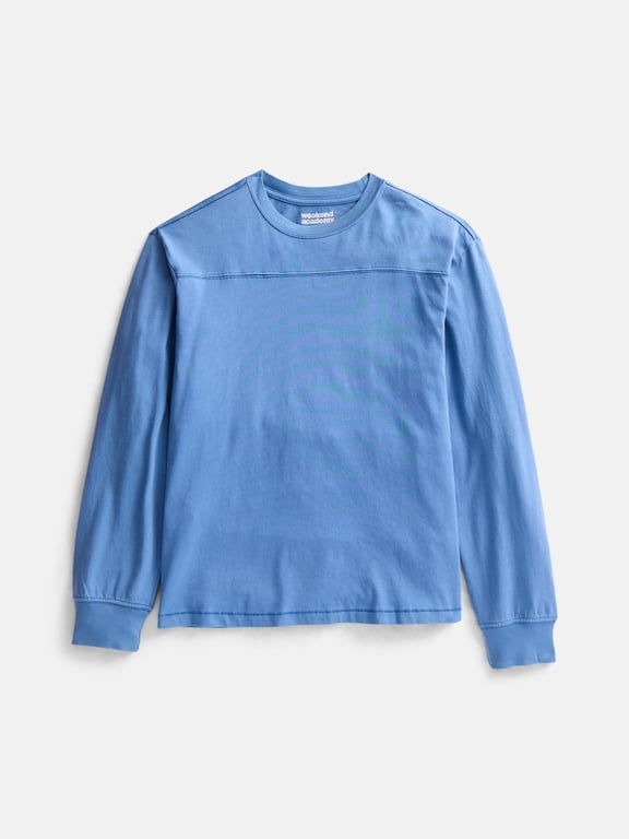 Boys Football Yoke Tee with Long Sleeves, Sizes XS-XXL