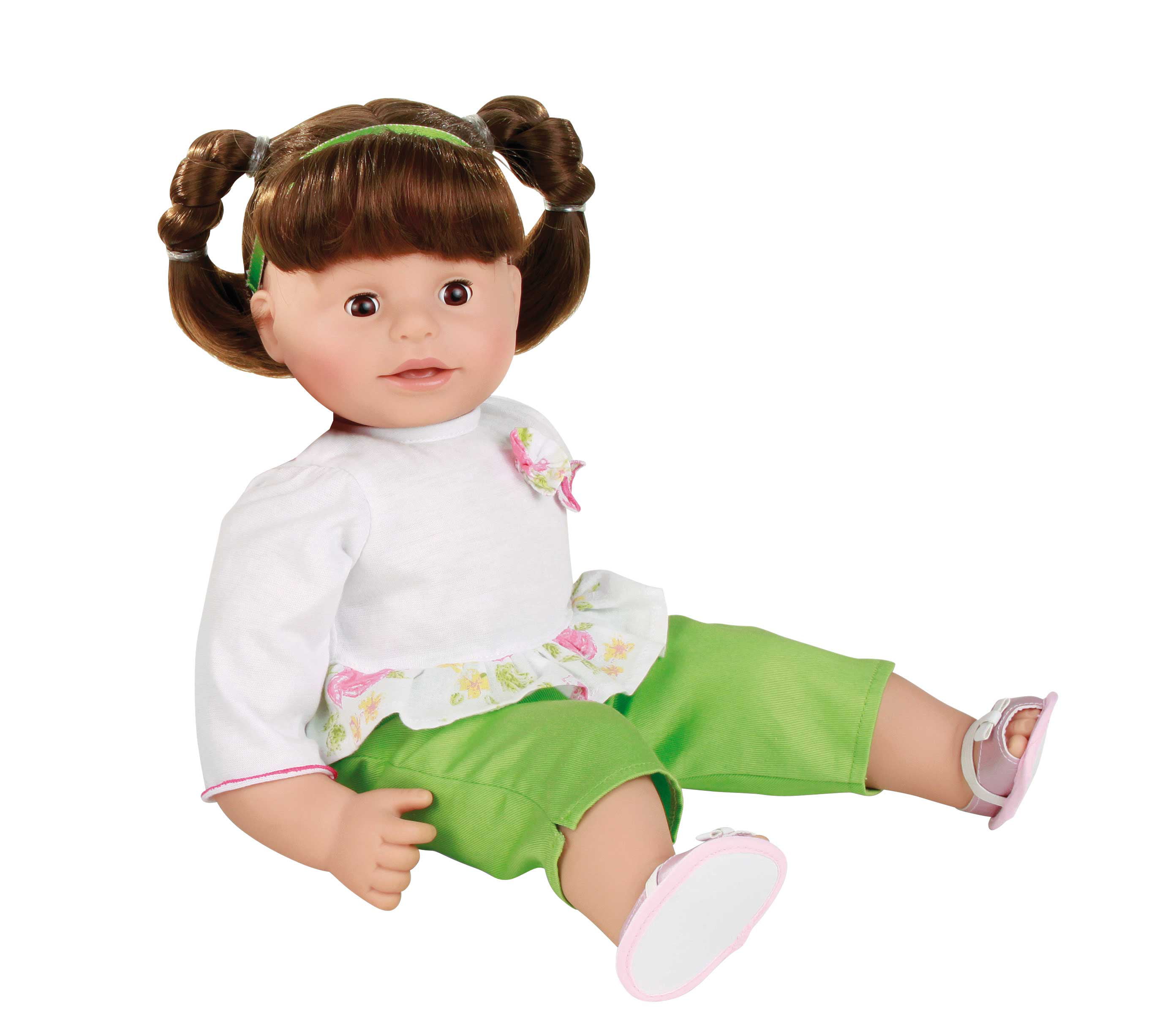 Gotz Maxy Muffin Baby Doll With Brown Hair In Pigtails And Brown