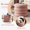 thumbnail image 5 of Zesthouse 19.5" Wide Round Boucle Storage Ottoman, Tufted Sherpa Ottoman Footstool for Living Room Bedroom, Pink, 5 of 10