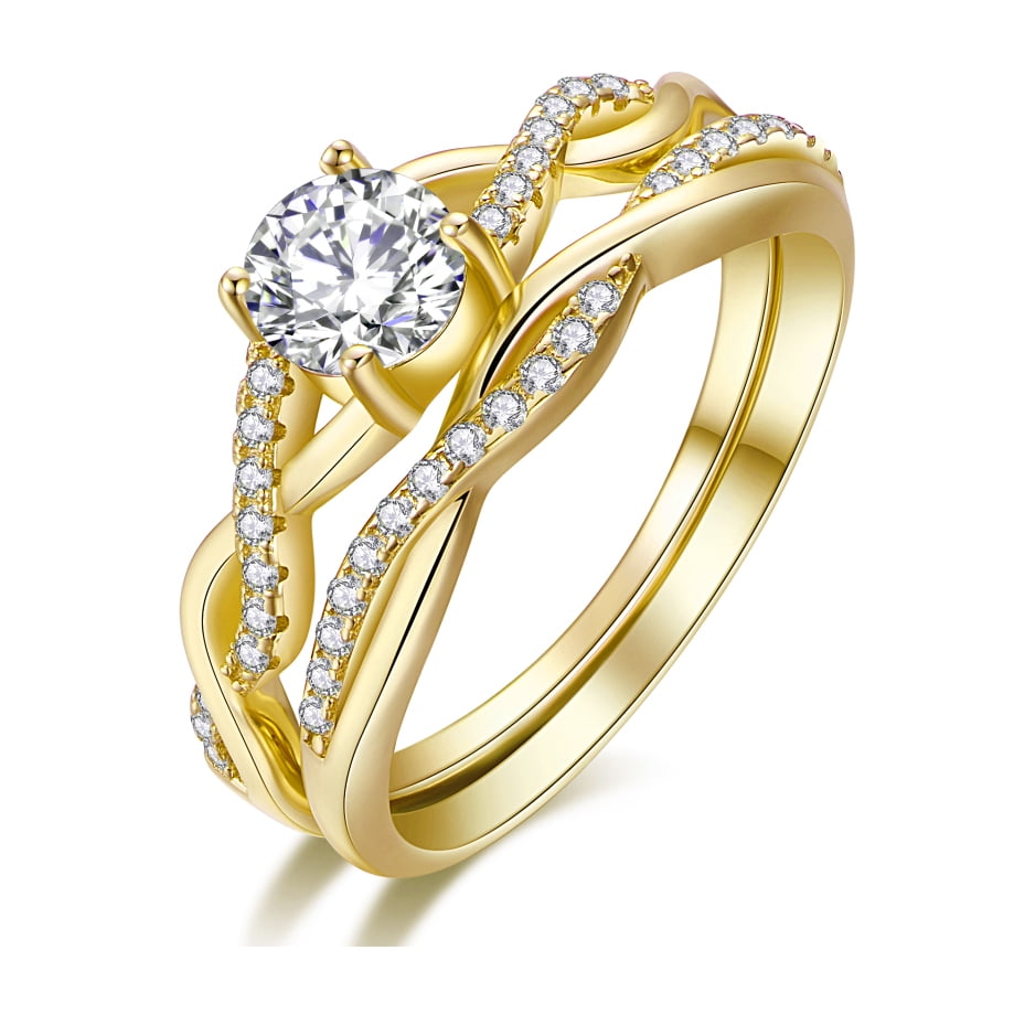 Lady Fashion Amethyst Engagement Wedding Ring 18K Rose Gold GP  AAAA Zircon Ring